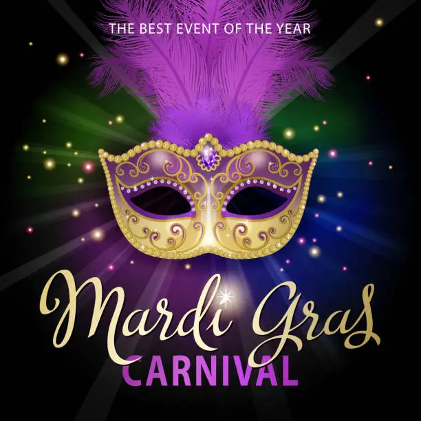 Vector illustration of Mardi Gras Carnival Mask