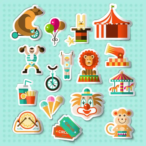 Vector illustration of circus stickers