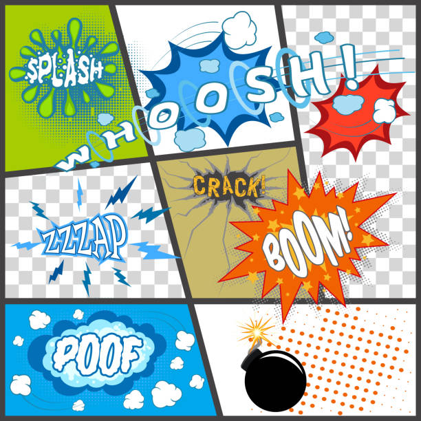 comic-buch-seite - comic book cartoon bang poof stock-grafiken, -clipart, -cartoons und -symbole