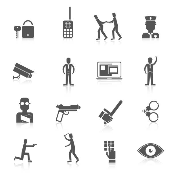 sicherheitswacht-symbol - computer icon symbol police handcuffs stock-grafiken, -clipart, -cartoons und -symbole