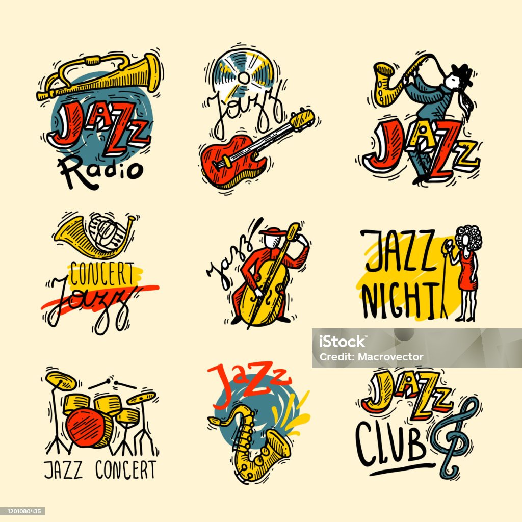 Jazz Label Jazz Labels Stock Illustration - Download Image Now - Jazz Music, Art ...