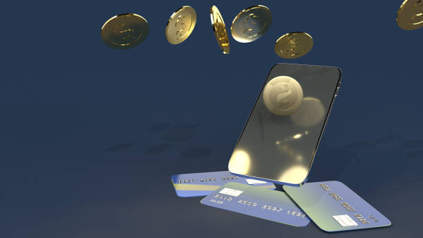 istock The mobile and gold coins 3d rendering for business content. 1201080649