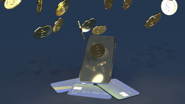 istock The mobile and gold coins 3d rendering for business content. 1201080669