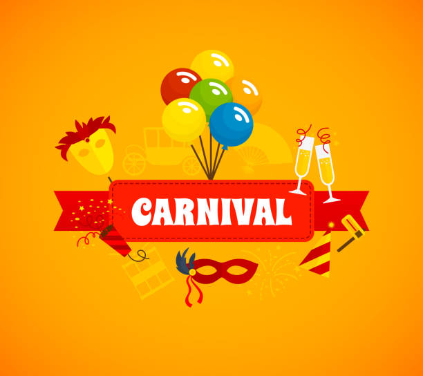karneval ikone flach - circus carnival frame titles stock-grafiken, -clipart, -cartoons und -symbole