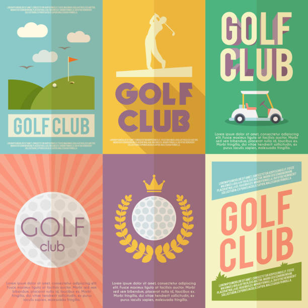 골프 포스터 - golf course illustrations stock illustrations