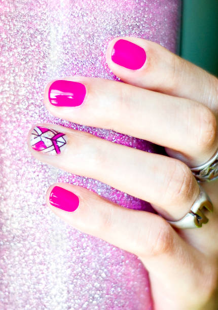 istock Nail Art, pink and abstract theme 1201082706