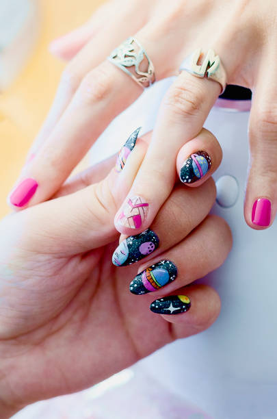 istock Nail Art, pink and abstract theme 1201082788