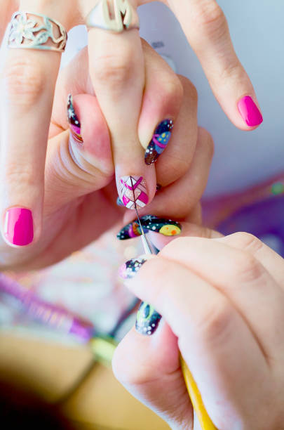 istock Nail Art, pink and abstract theme 1201082834