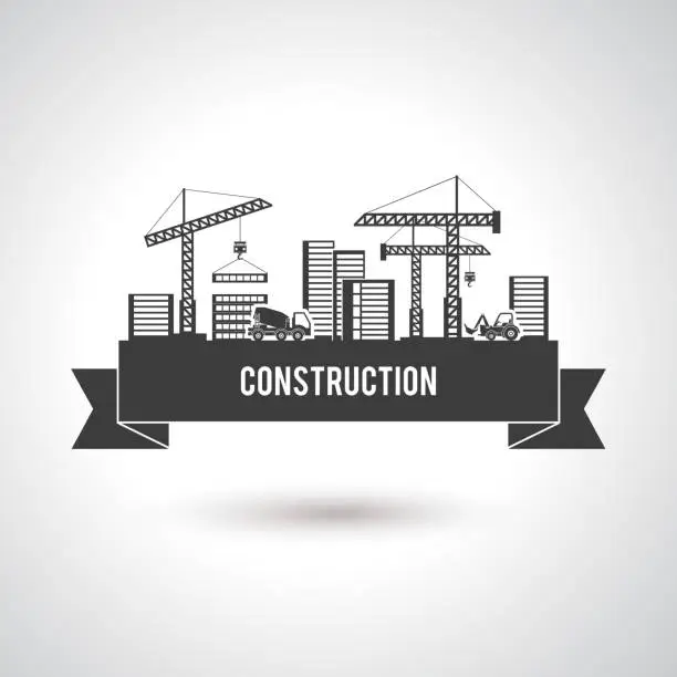 Vector illustration of building construction