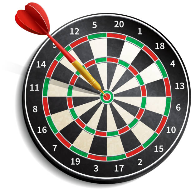 darts Dart board with arrow realistic isolated on white background vector illustration dartboard stock illustrations