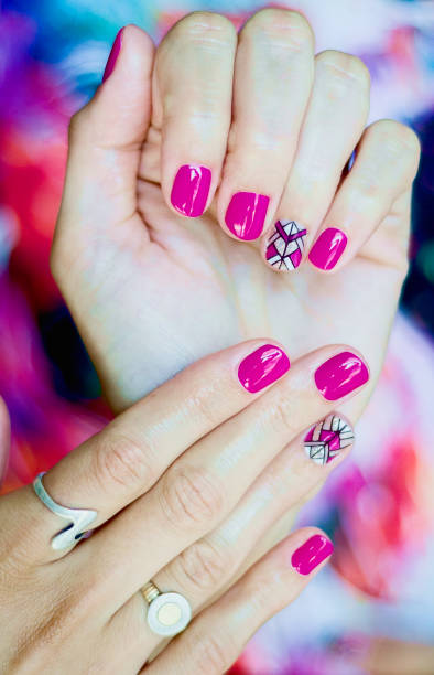 istock Nail Art, pink and abstract theme 1201083236