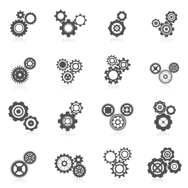 cog wheel icon Cog wheel gear mechanic and engineering black icon set isolated vector illustration gears stock illustrations