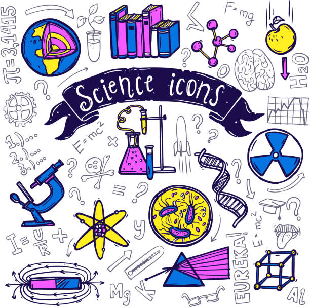 illustrazioni stock, clip art, cartoni animati e icone di tendenza di icone scientifiche - science botany chemistry formula