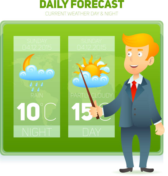 ilustrações de stock, clip art, desenhos animados e ícones de tv weather news reporter - weather meteorologist meteorology symbol