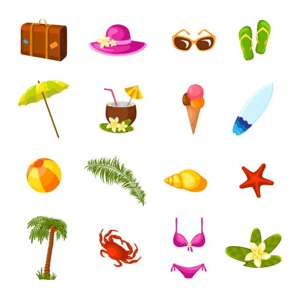 Vector illustration of beach icons