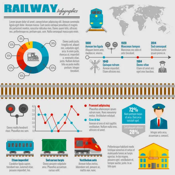 Vector illustration of railway infographic