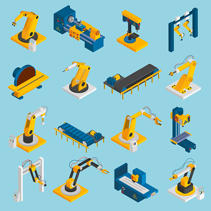 Isometric Machine Components Isometric Industrial Machines Stock Illustration - Download Image Now ...