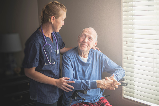 At home on Hospice with nurse care giver