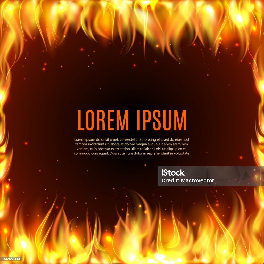 Fire Background Layout Fire Background Stock Illustration - Download Image Now - Art, Black ...