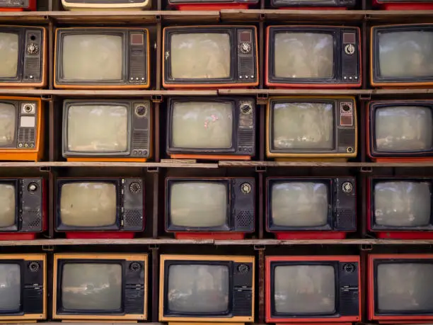 The Pattern wall of pile old retro TV bachground