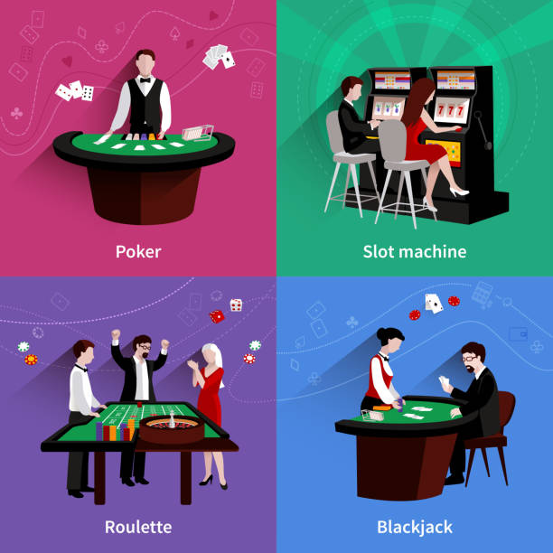 казино люди 2x2 - poker night stock illustrations