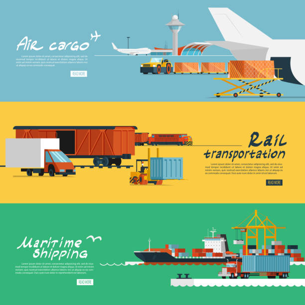 logistik-banner hor - freight liner illustrations stock-grafiken, -clipart, -cartoons und -symbole