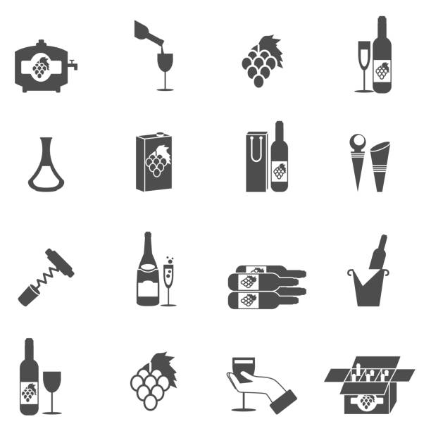 illustrazioni stock, clip art, cartoni animati e icone di tendenza di icona del vino - computer icon symbol cork wine