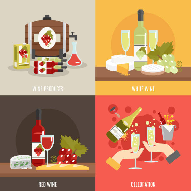 illustrazioni stock, clip art, cartoni animati e icone di tendenza di vino piatto - computer icon symbol cork wine