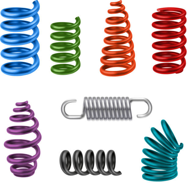 現実的な金属のばね色 - springs spiral flexibility metal点のイラスト素材／クリップアート素材／マンガ素材／アイコン素材