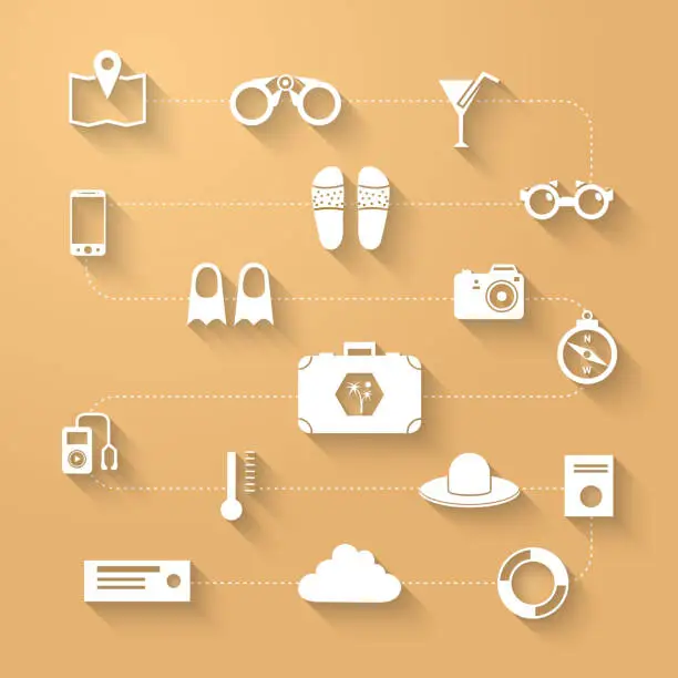 Vector illustration of travel icons flowchart