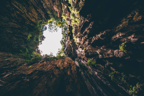 Looking up the roof at the Batu Caves in Kuala Lumpur Malaysia.