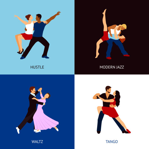 ludzie tańczą koncepcję projektową 2 - jazz ballet stock illustrations