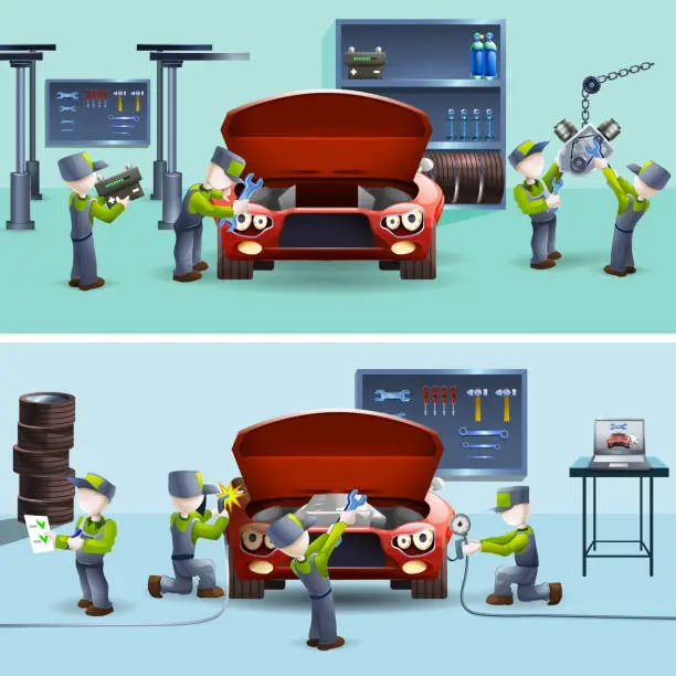 Vector illustration of auto service
