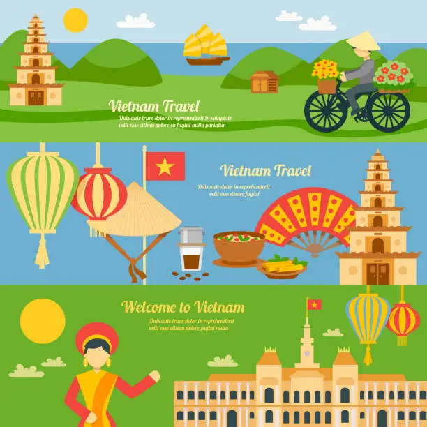 Vector illustration of banner vietnamese