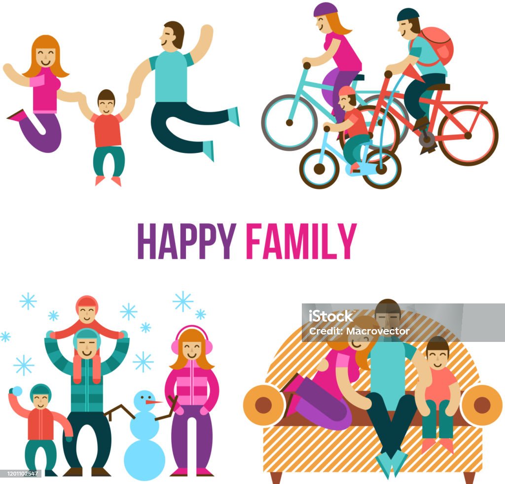 Family Fun Set Stock Illustration - Download Image Now - Family ...