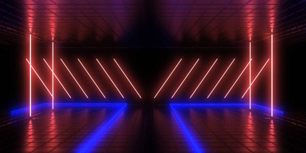 istock 3D abstract background with neon lights. 3d illustration 1201103915
