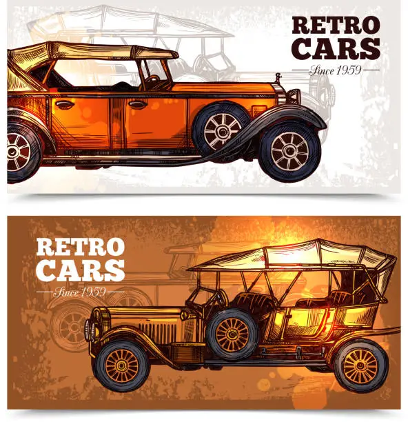 Vector illustration of retro car banners
