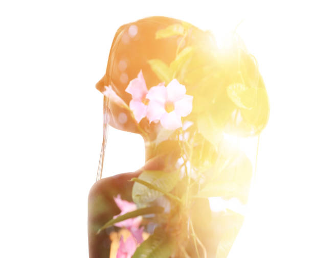 istock Multiple Exposure of woman and flowers 1201107791