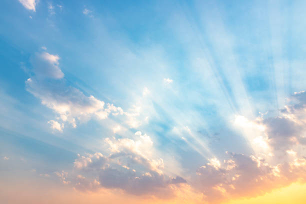 istock Besutiful ray of sunlight breaking through clouds at sunset. 1201108804