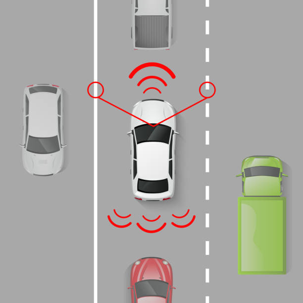 자동차 안전 시스템 - road transportation hybrid vehicle environmental conservation stock illustrations