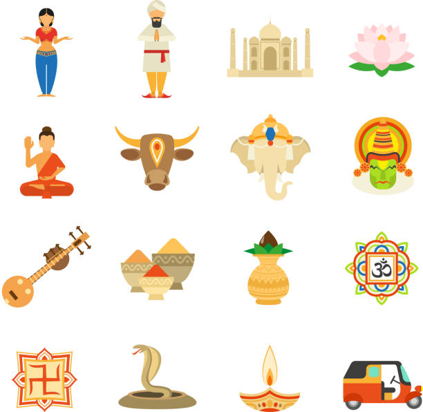 ilustrações de stock, clip art, desenhos animados e ícones de india icons - lotus mahal