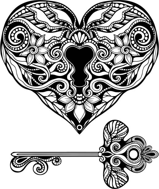 107 Heart Lock Tattoo Illustrations & Clip Art - iStock