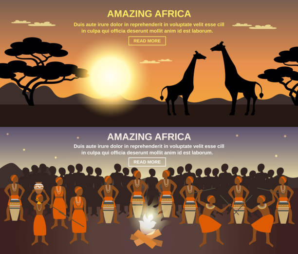 banner africa - aborigine famous place vector desert stock-grafiken, -clipart, -cartoons und -symbole