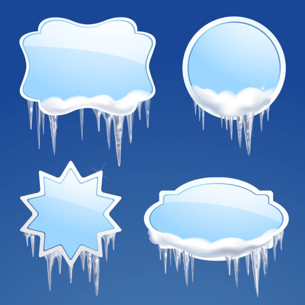 ilustraciones, imágenes clip art, dibujos animados e iconos de stock de cuadros de carámbanos - icicle ice backgrounds melting