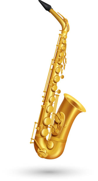 색소폰 - brass instrument jazz brass trumpet stock illustrations