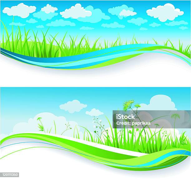 Sommer Gras Banner Stock Vektor Art und mehr Bilder von Bildkomposition und Technik - Bildkomposition und Technik, Blau, Blume