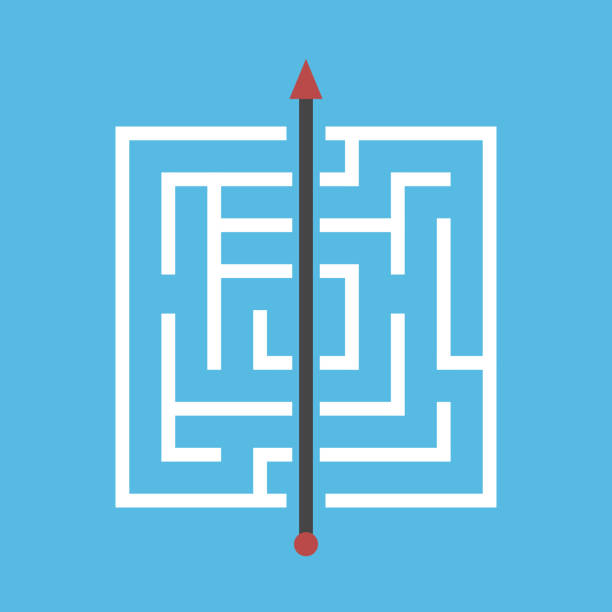 quadratisches labyrinth, abkürzung durch - labyrinth stock-grafiken, -clipart, -cartoons und -symbole