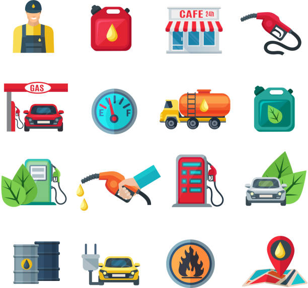 ikona stacji benzynowej - fuel pump symbol gauge gasoline stock illustrations