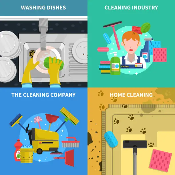 Vector illustration of cleaning concept