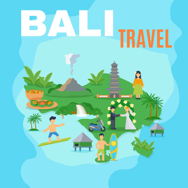 mapa bali tło - bali cartography map island stock illustrations